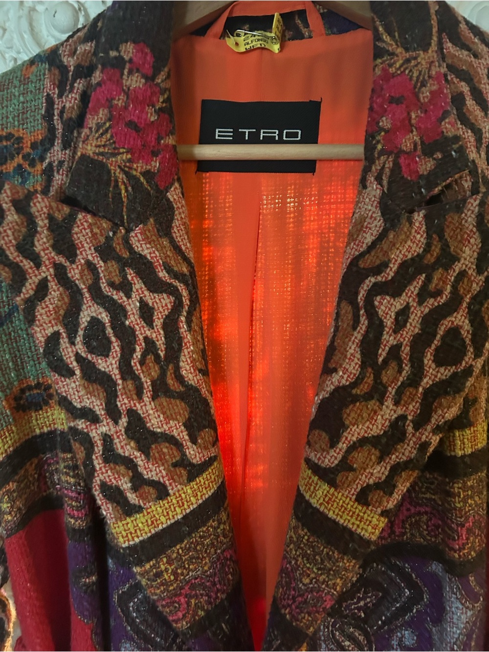 Etro Multicolor Paisley & Animal-Print Belted Cotton-Blend Jacquard Coat - Picture 8 of 17